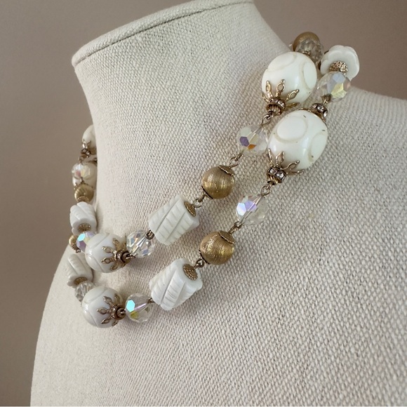 Rare Vintage Vendome Coro White & Gold Necklace - Picture 2 of 6